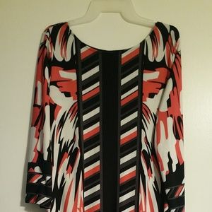 Black, White & Red Print Dress